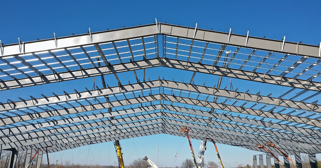 Clear Span Metal Roof from Below