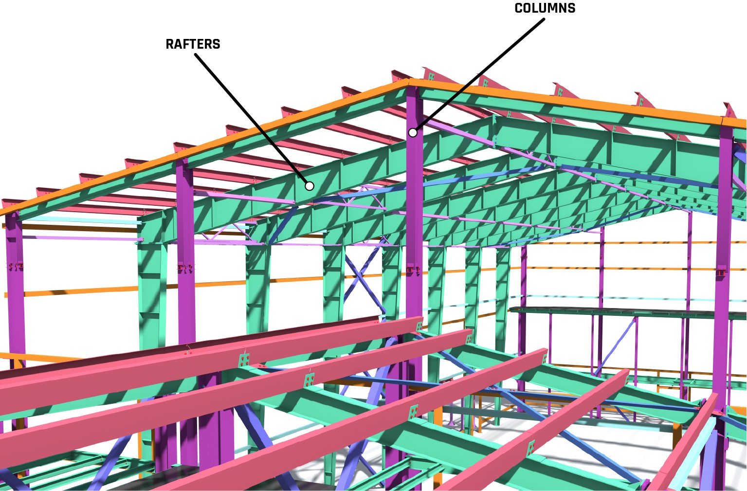 Drawing of a steel building framework