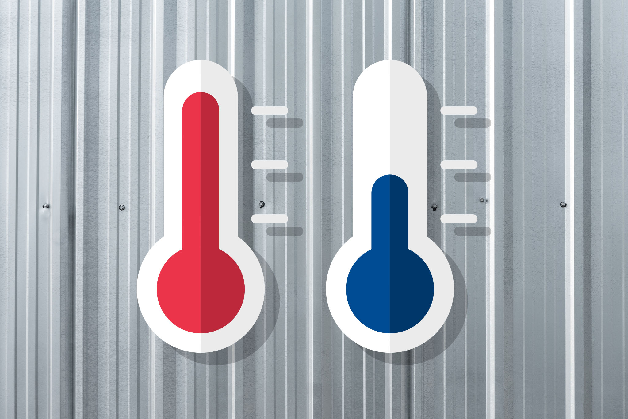 Thermometer Icons on Galvanized Sheet