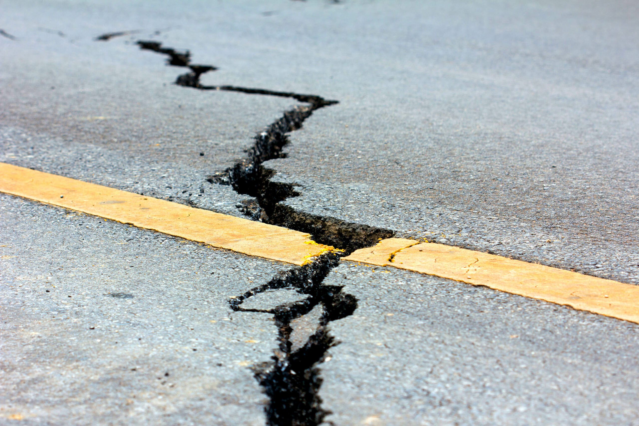 Large crack in road