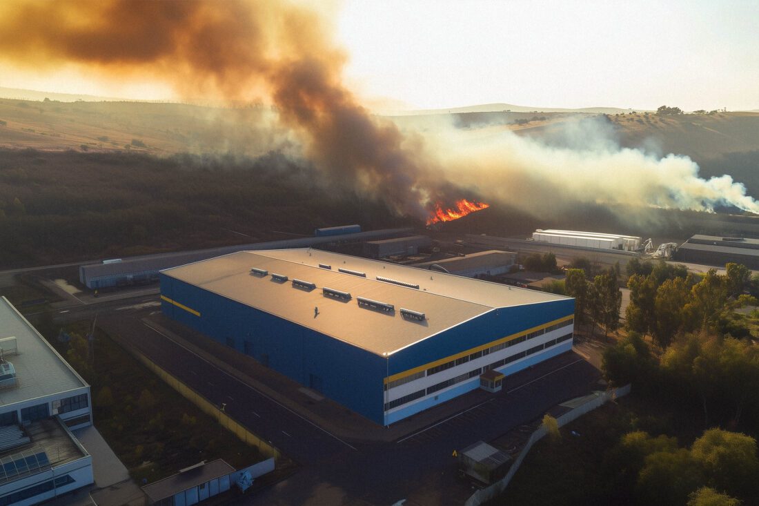 Wildfire near PEMB - Metal building parts and disaster resilience