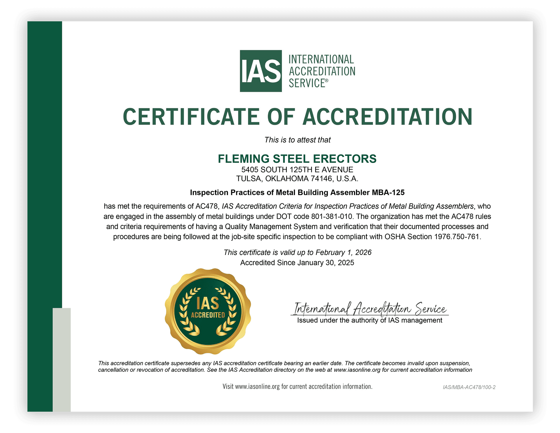 MBA-125 Cert MBA-125 Cert